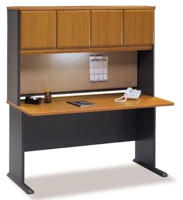 60″ Desk and Hutch Set – Series A Natural Cherry Collection – Bush Office Furniture – WC57460-61