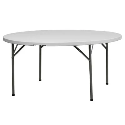 60″ Granite White Round Plastic Folding Table – DAD-YCZ-154-GW-GG