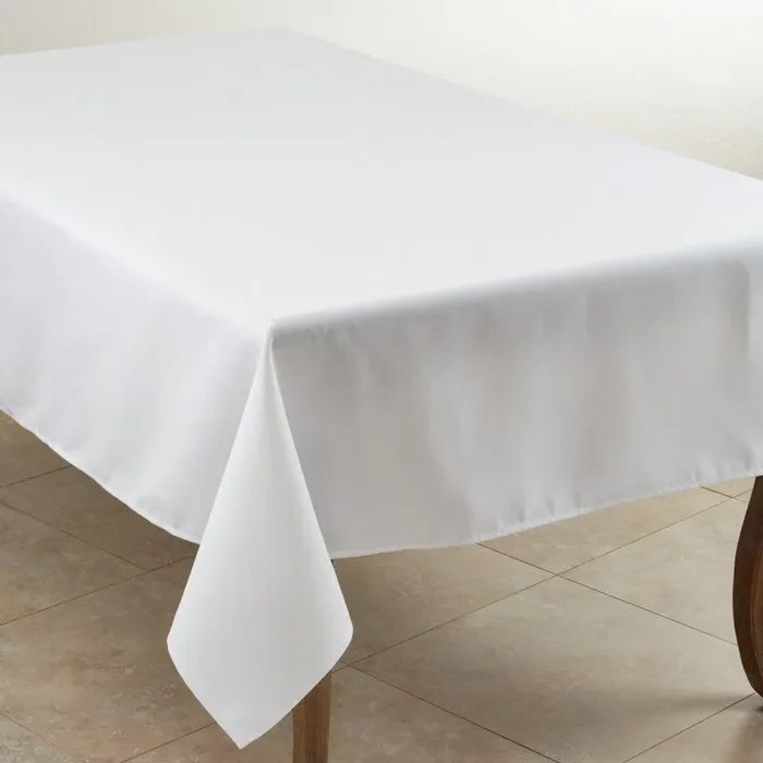 60″ L x 60″ W White Sherry Polyester Tablecloth