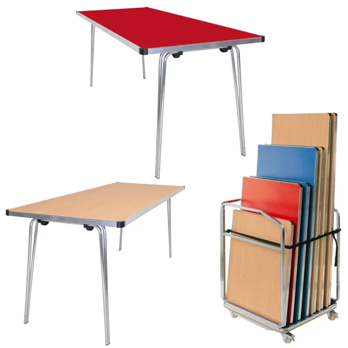 7 x Gopak Contour Plus Lightweight Folding Tables + Small Trolley Bundle
