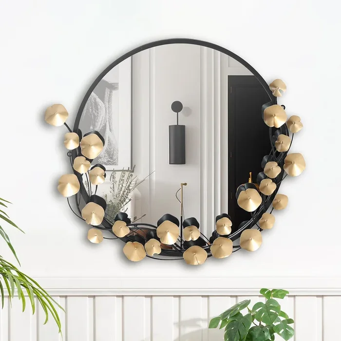 71.1cm Black and Gold Wall Mirror