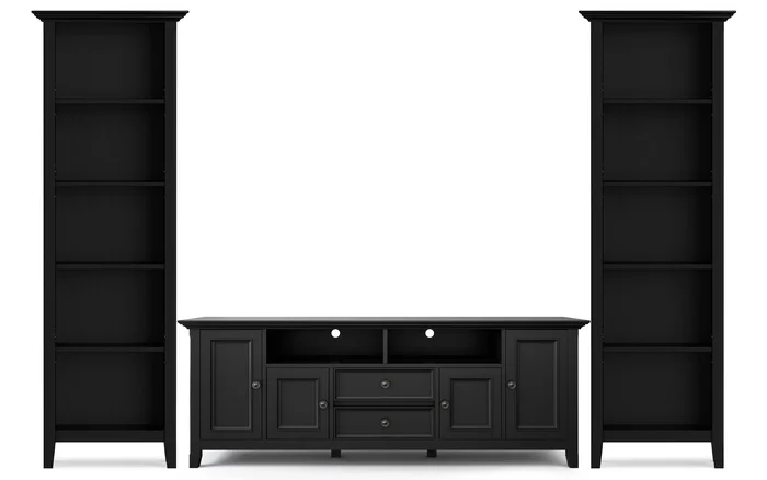 72 inch TV Stand with 24 inch 5 Shelf Bookcases (Set of 3)