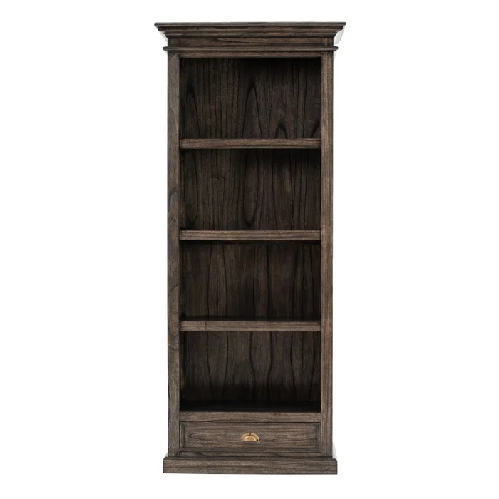 75″ Brown and Black Wood Four Tier Bookcase