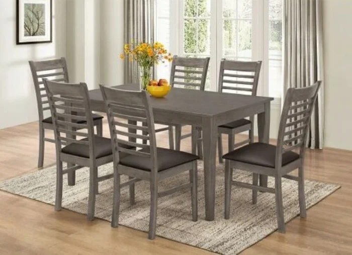 7812-7PC 7 pc Gracie oaks sisko gray finish wood dining table set