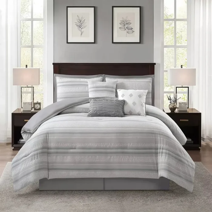 7pc Gamla Comforter Set Gray – Queen