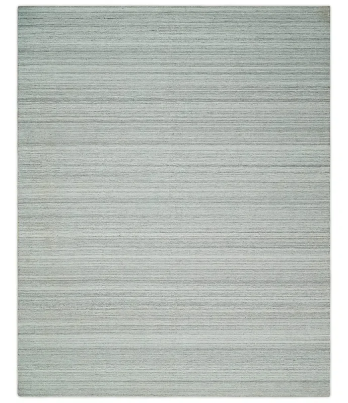 8×10 Hand Made Solid Camel, Ivory and Brown Scandinavian Blended Wool Flatwoven Area Rug | KE24