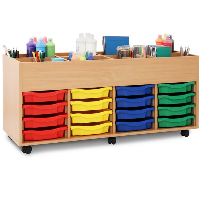 8 Bay Mobile Art Kinderbox With 16 Shallow Trays