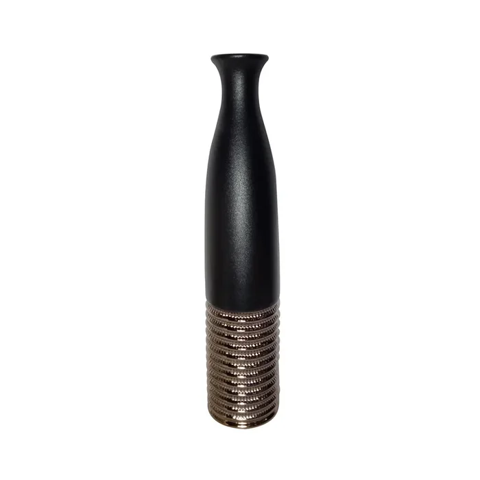 80.5cm Black and Textured Bronze Ceramic Floor Vase