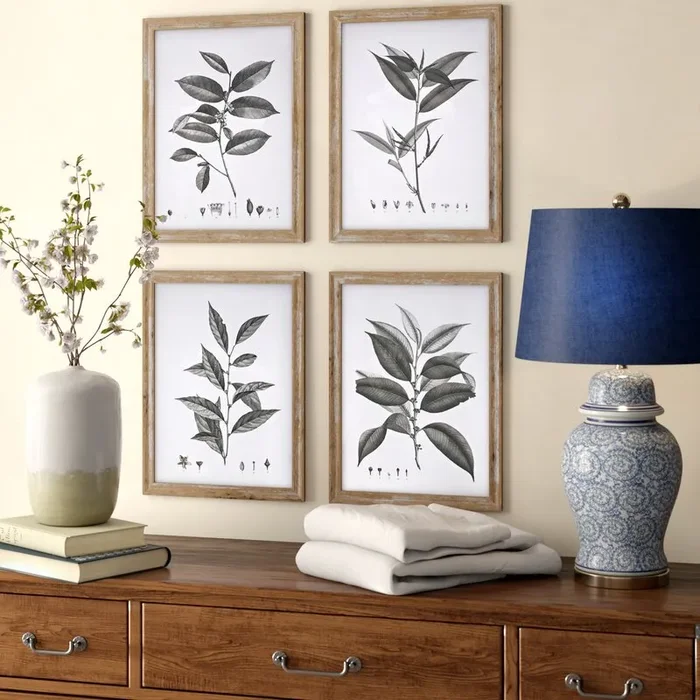 ‘Aba Botanical Wall Decor’ 4 Piece Picture Frame Graphic Art Set #HA16