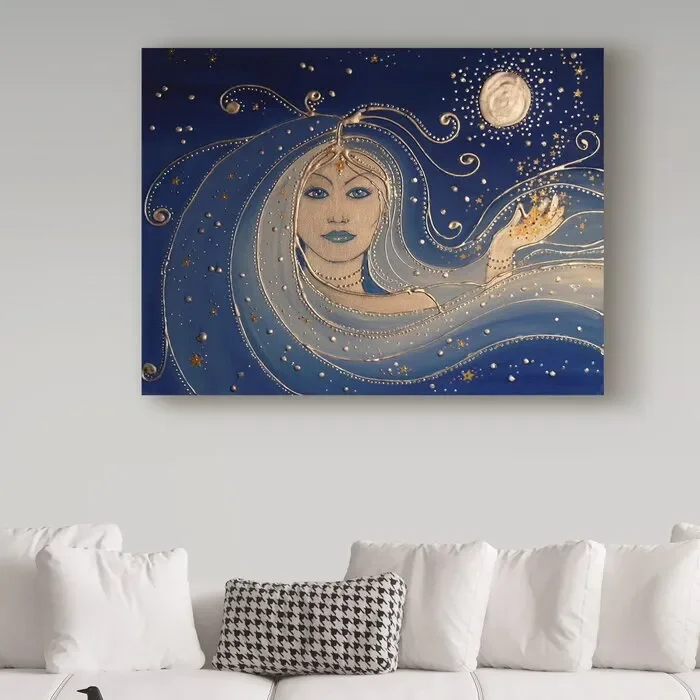 ‘Goddess of Night’ Watercolor Painting Print on Wrapped Canvas – 24″ x 32″ (#K3126)