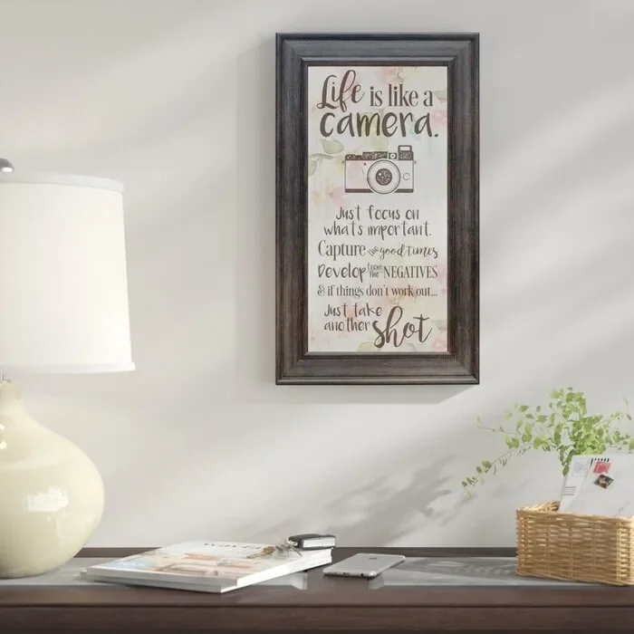 ‘Life Is like a Camera’ – Picture Frame Texual Art Print on Paper LX5567
