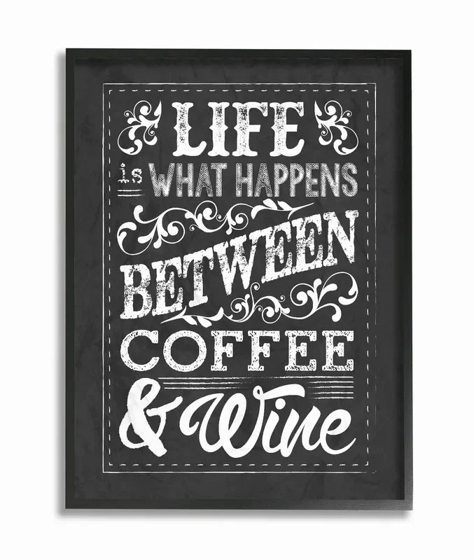 ‘Life is What Happens Between Coffee & Wine’ Textual Art – 14″ x 11″