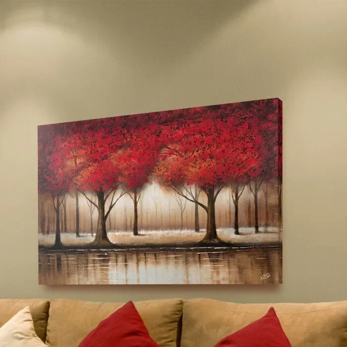 ‘Parade of Red Trees’ – Wrapped Canvas Graphic Art Print LX5450