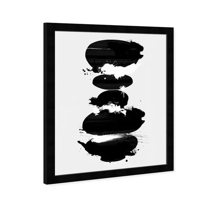 ‘Perfect Balance Noir’ Abstract Wall Art Framed Print Paint – Black