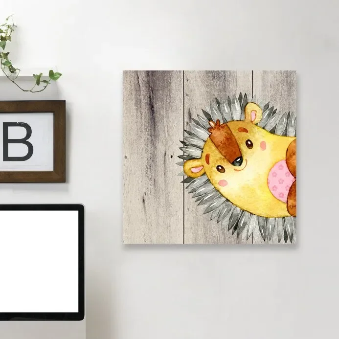‘Woodland Friends Wild Animal Hedgehog Square’ Graphic Art Print on Canvas LX5388