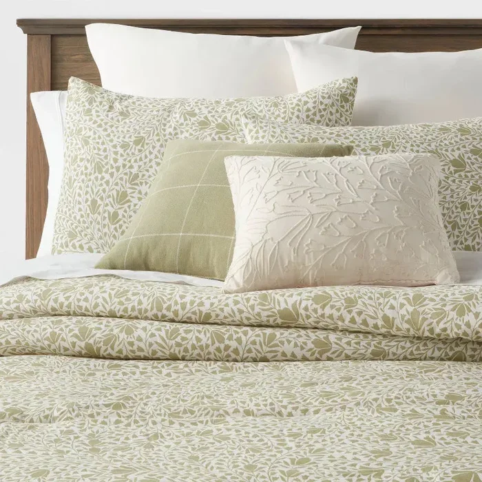 8pc Floral Comforter Set Green – King