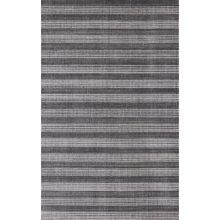 9′ X 12′ Dark Grey And White Striped Hand Loomed Area Rug