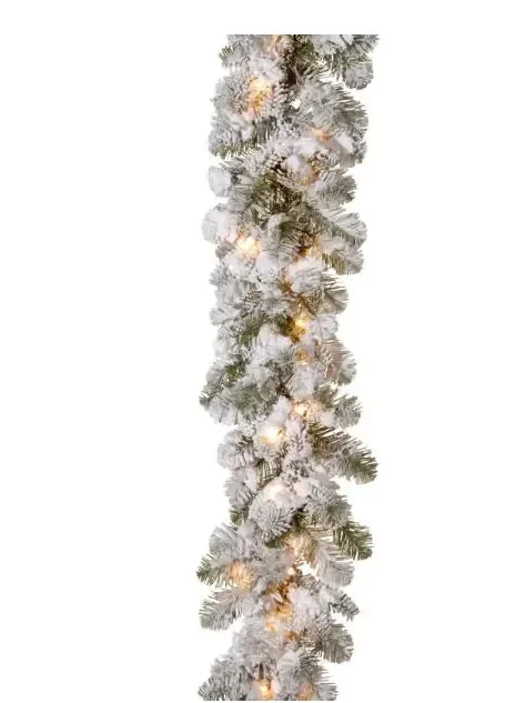9 ft. x 12 in. Feel Real Snowy Camden Garland with 50 Clear Lights