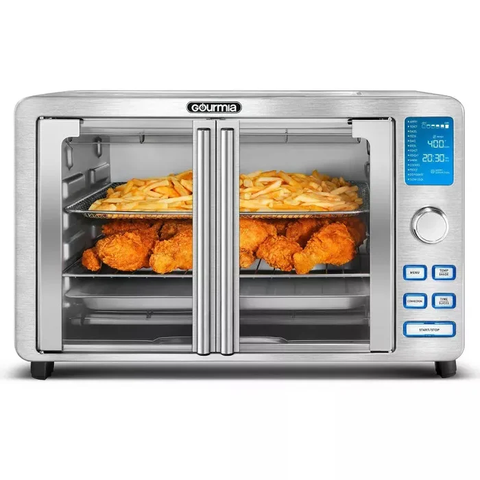 9-Slice Digital Air Fryer Oven with 14 One-Touch Cooking Functions and Auto French Doors: Convection Toaster Oven