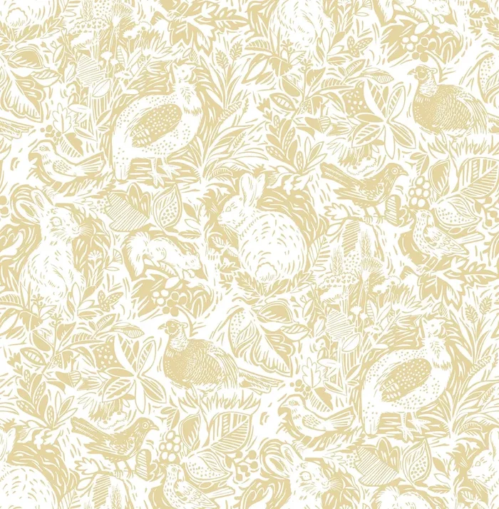 A-Street Prints 2861-25727 Revival Mustard Fauna Wallpaper