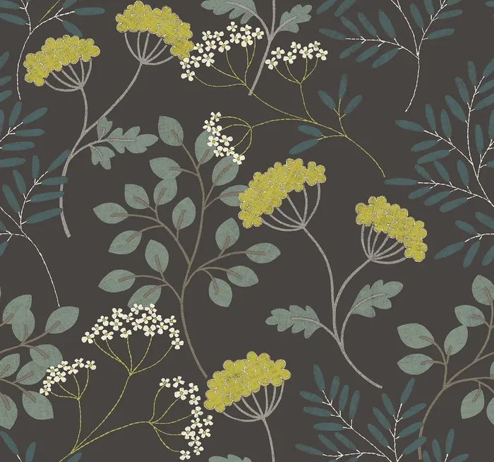 A-Street Prints 2975-87544 Sorrel Black Botanical Wallpaper