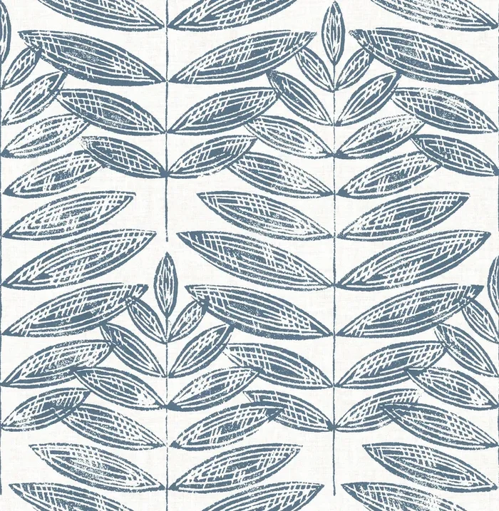 A-Street Prints 2999-25102 Akira Navy Leaf Wallpaper