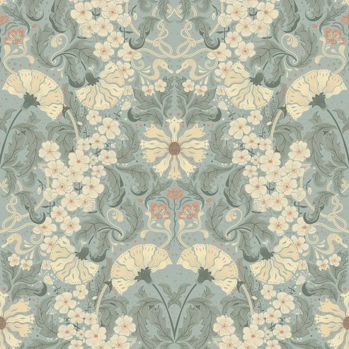A-Street Prints 4080-83115 Ojvind Light Blue Floral Ogee Wallpaper