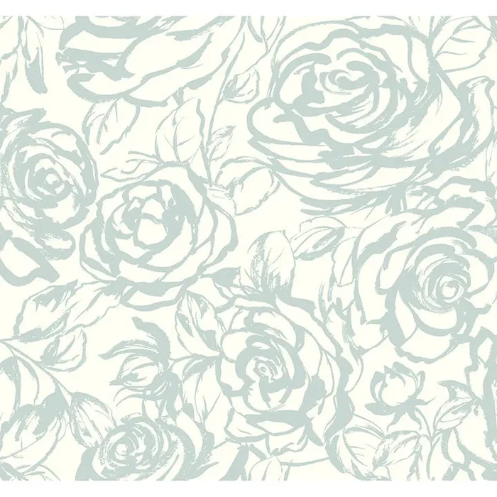 A-Street Prints 4135-72706 Nelda Light Blue Rose Wallpaper