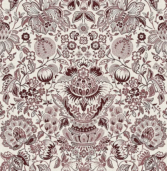 A-Street Prints 4147-27373 Blanche Plum Floral Damask Wallpaper