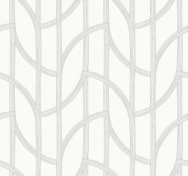 A-Street Prints 4172-82011 Salvo Silver Curved Contours Wallpaper