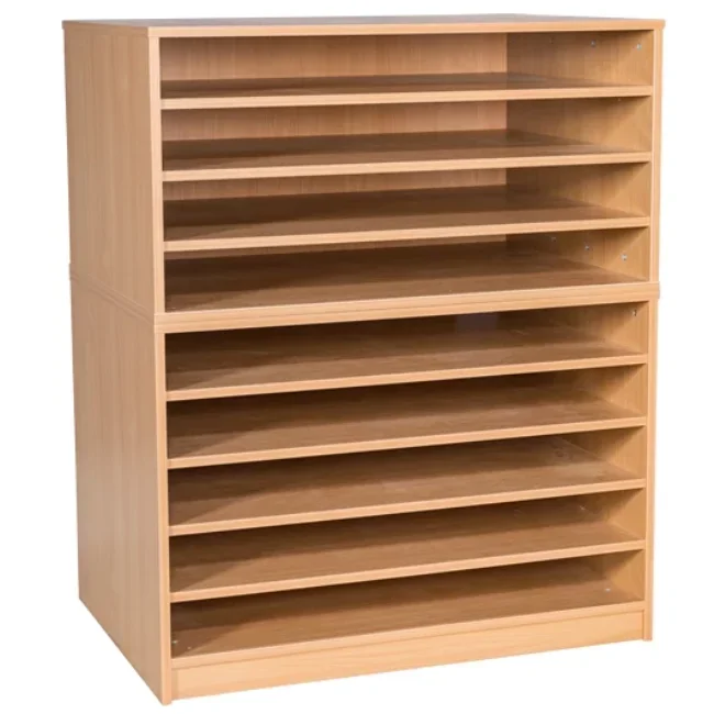 A1 Paper Wooden Storage Unit – 9 Fixed Shelves Moblie Or Static