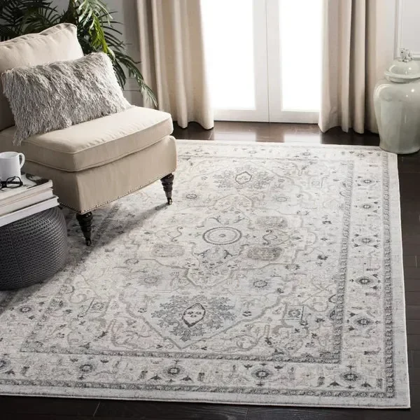 Aayran Oriental Area Rug in Light Gray rectangle 9’x12′