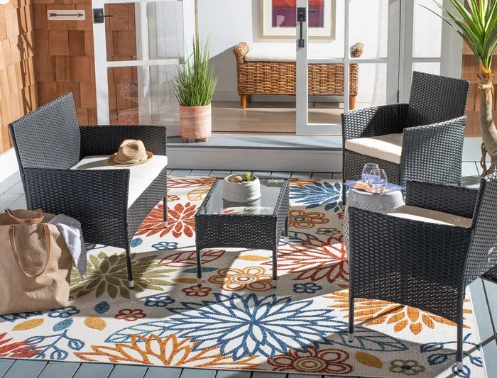 Abdul 4-Piece Black/Beige Living Set #SA1369