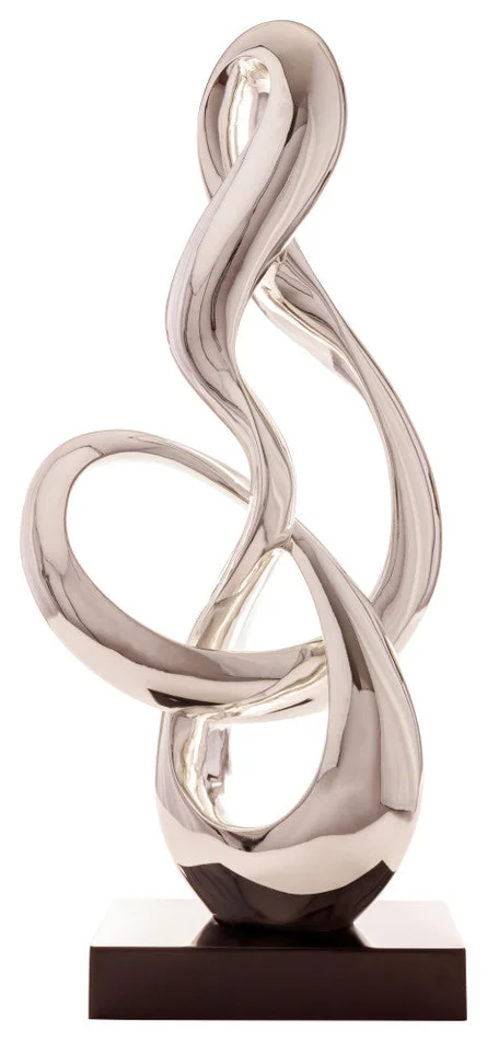 Abstract Fire Resin Sculpture, Chrome, Large