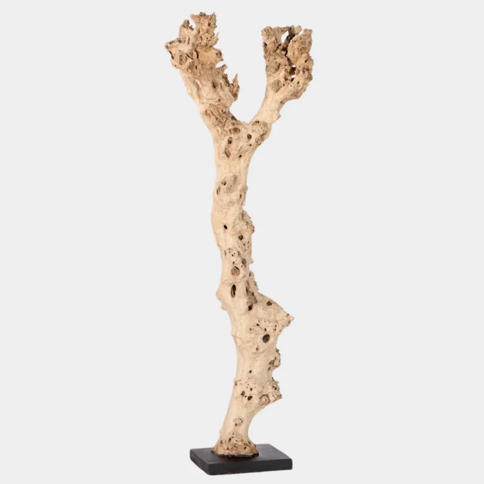 Abstract Wood Sculpture on Stand – Modern Organic Art