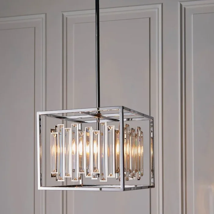 Acadia Polished Chrome and Crystal 4 Light Pendant Ceiling Light