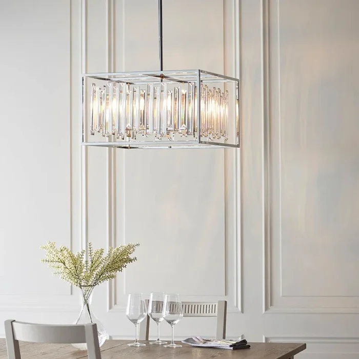 Acadia Polished Chrome and Crystal 6 Light Pendant Ceiling Light