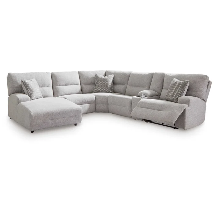 Acklen Place – Pewter – 6-Piece Power Reclining Sectional With Laf Power Reclining Back Chaise