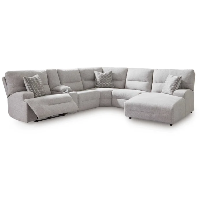 Acklen Place – Pewter – 6-Piece Power Reclining Sectional With Raf Power Reclining Back Chaise