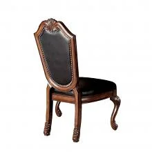 Acme 10038 Set of 2 Astoria grand ainzlee chateau de ville cherry finish wood faux leather upholstered dining chairs