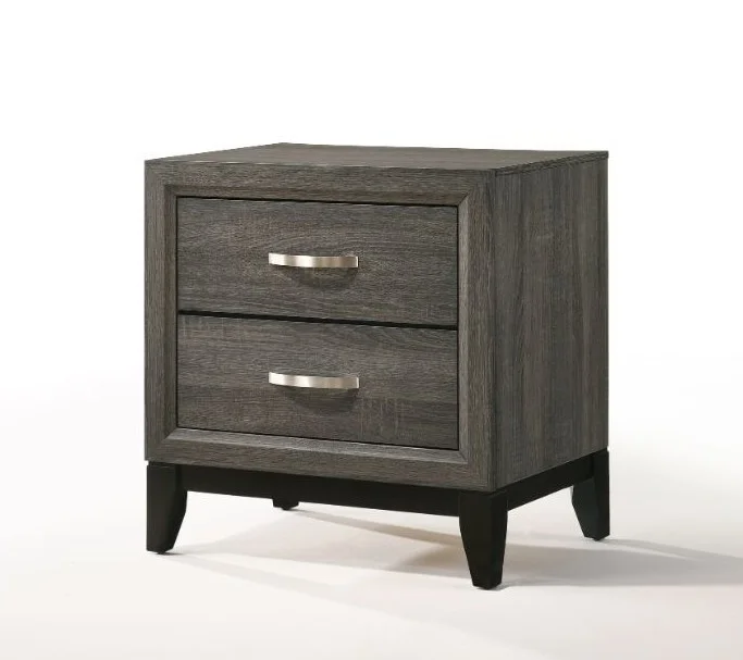 Acme 27053 Red barrel studio douthitt weathered grey finish wood 2 drawer nightstand bed side end table
