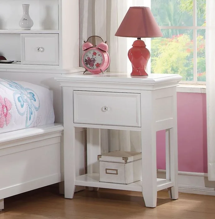 Acme 30598 Lacey white finish wood nightstand bed side end table