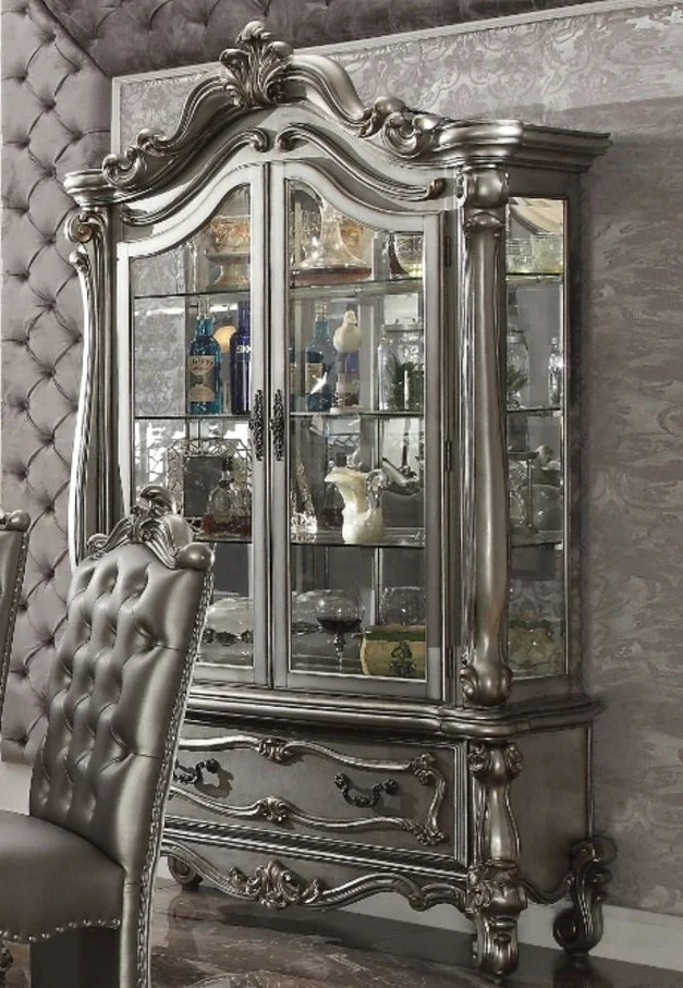 Acme 66838 Versailles antique platinum finish wood curio china cabinet
