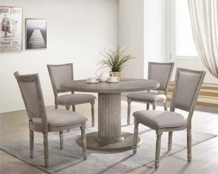 Acme 71725-60172 5 pc Ophelia & Co. futch gabrian reclaimed gray finish wood 47″ Dia. round dining table set