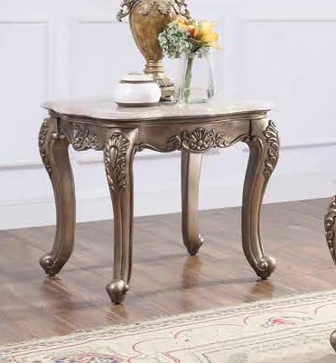 Acme 84867 Astoria grand jacqueline jayceon champagne finish wood marble top chair side end table
