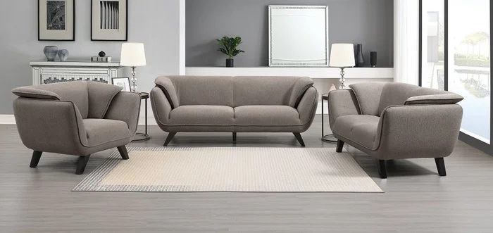 Acme LV02368-69 2 pc A&J Homes studio Valin brown linen like fabric sofa and love seat set padded backs