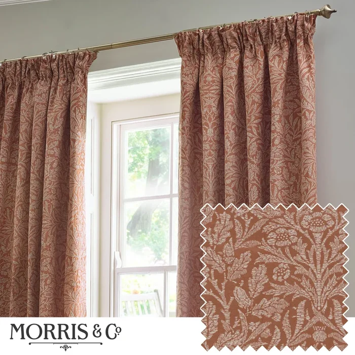 ACORN TONAL 228X182 PENCIL PLEAT CURTAINS BRICK