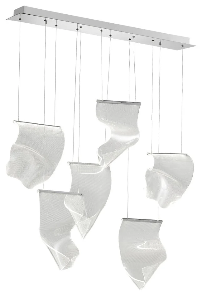 Acrylic Lace Light Chandelier, Chrome, 6 Light