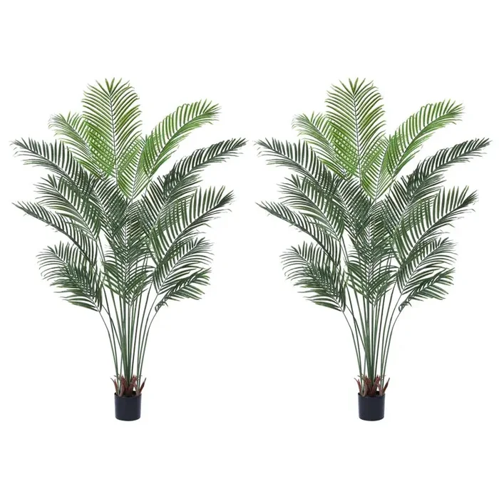 Adcock 2 Artificial Palm in Pot Set, Faux Green Palm Plant, Fake Palm Tree for Home Decor (Set of 2) 2-BOXES