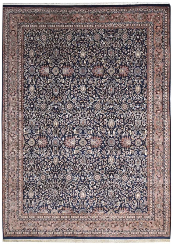 Ailey Hand Knotted Black Wool Rug 8′ X 11′ Persian Kashan Oriental